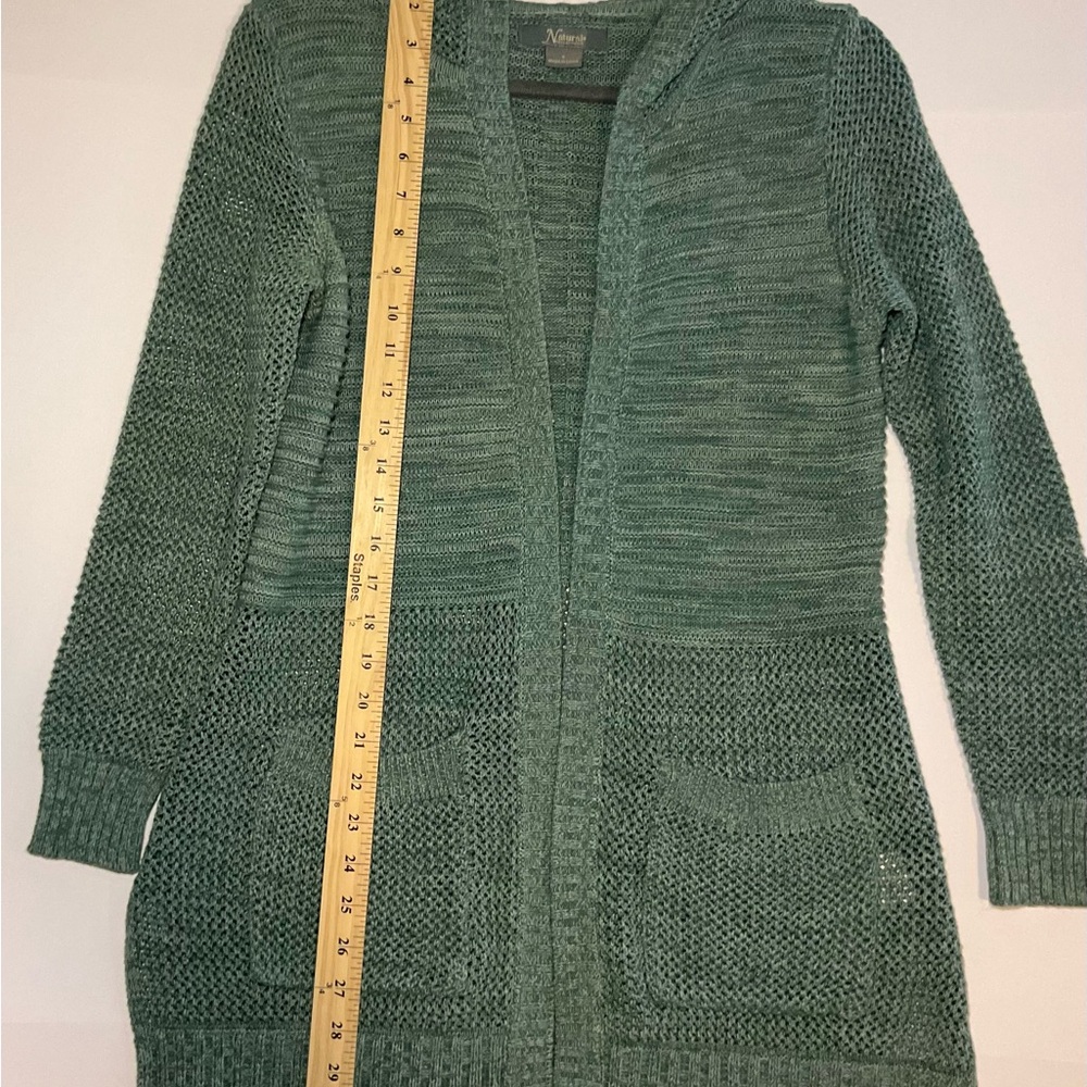 Natural Reflections Green Hoodie Tunic Length Cardigan - Picture 4 of 7
